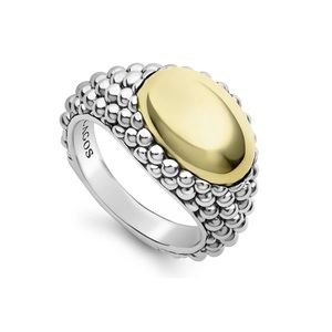 LAGOS High Bar Caviar Oval Smooth Dome Ring